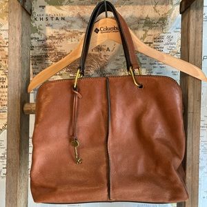 Fossil satchel, camel leather